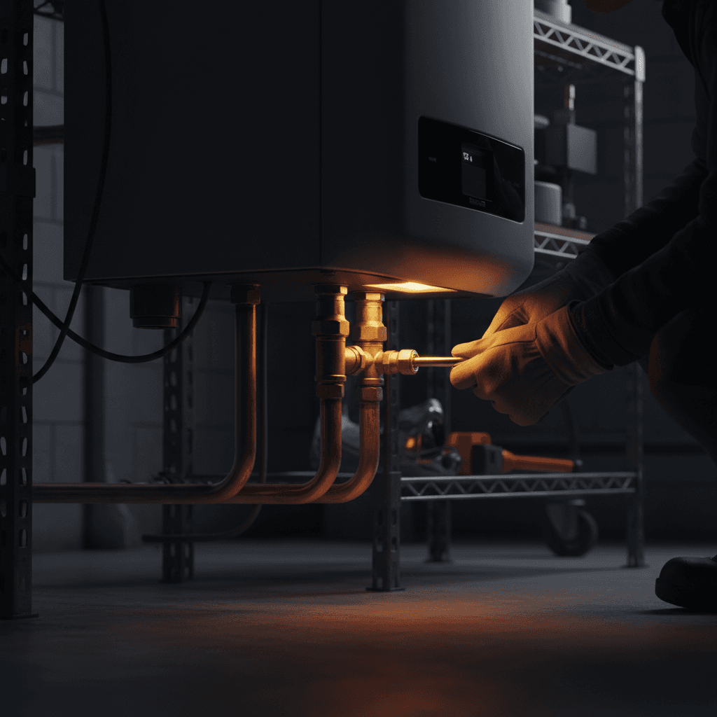 Boiler system installation and pipe connection work