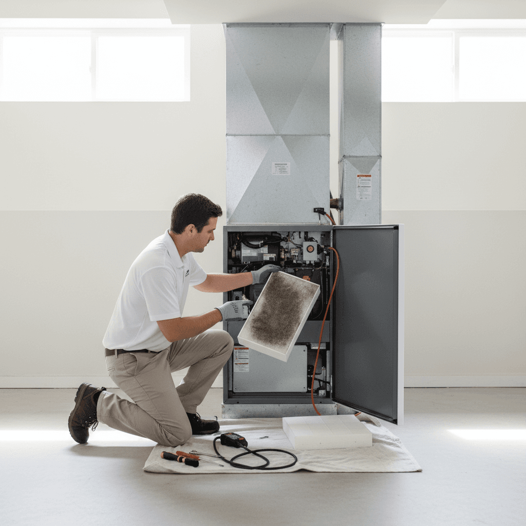 Preventive furnace maintenance and filter inspection